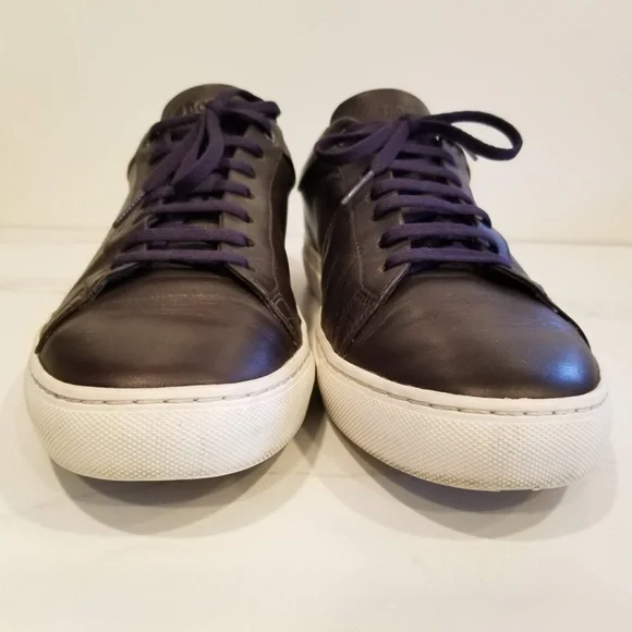 Hugo Boss Parkour Leather Fashion Sneakers Dark Brown Mens Casual Shoes Low Tops - Picture 9 of 12